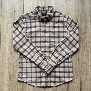 UNTUCKit Barnard Mens Medium Slim Tan Plaid Button Down Shirt Casual Cotton